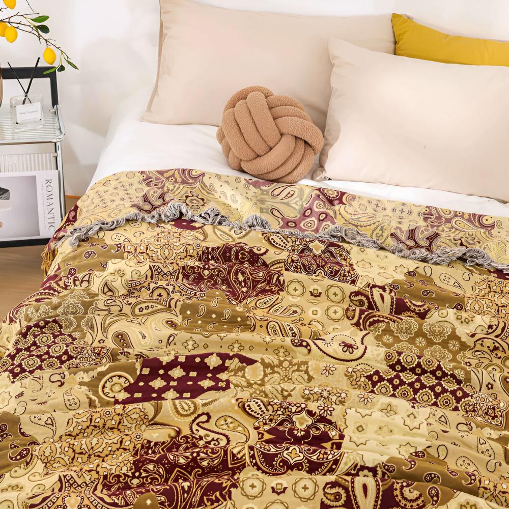 Reversible Bohemian Paisley Cotton Blanket