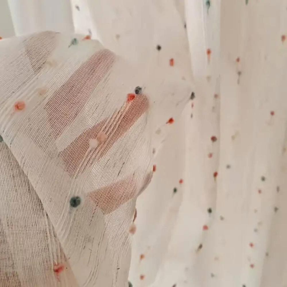 Rainbow Embroidered Semi-Sheer Tulle Curtain