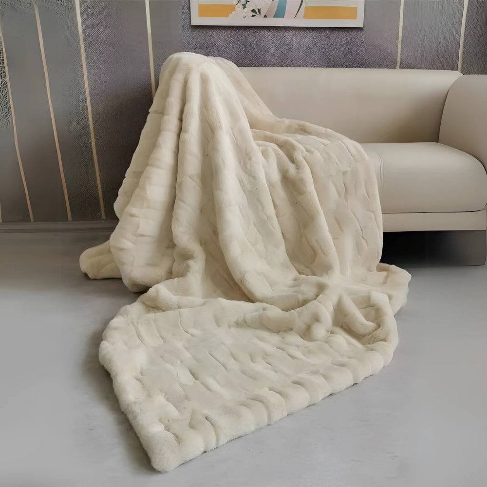 Plush Double-Layer Faux Fur Throw Blanket