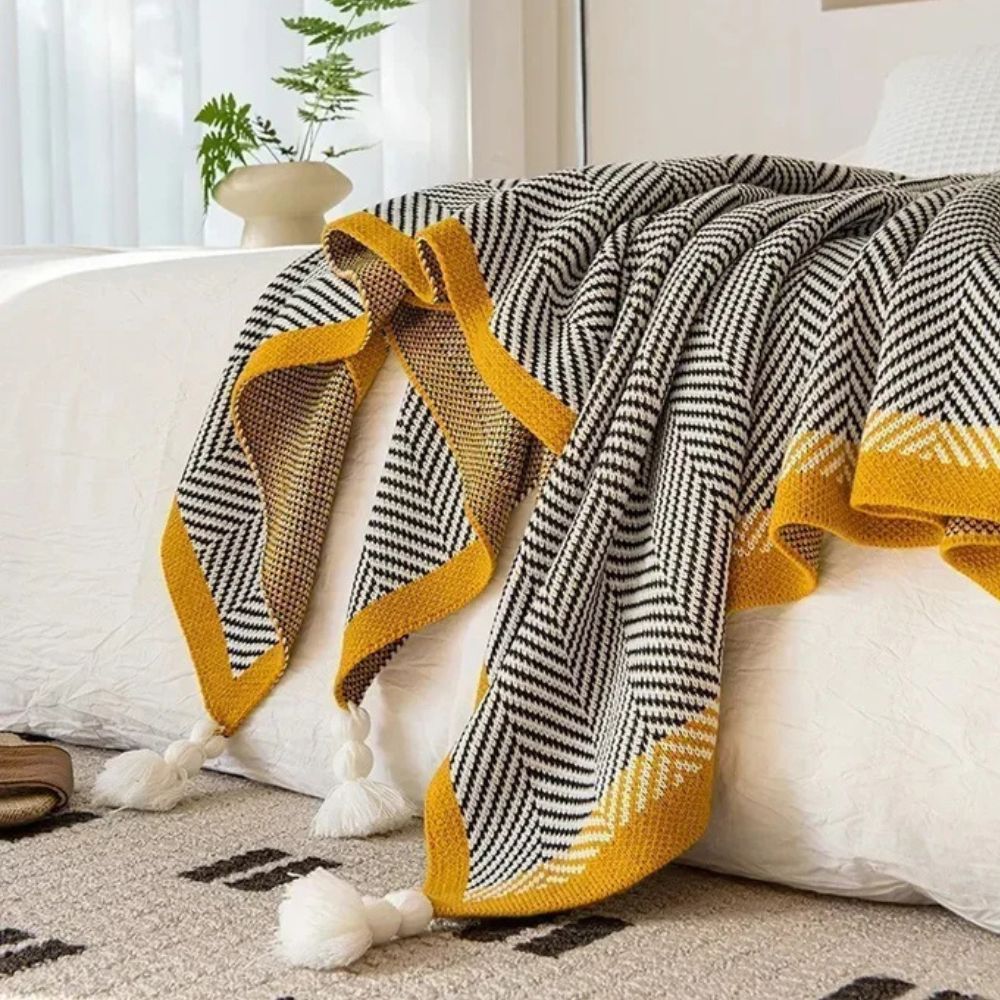 Golden Chevron Lightweight Throw Blanket