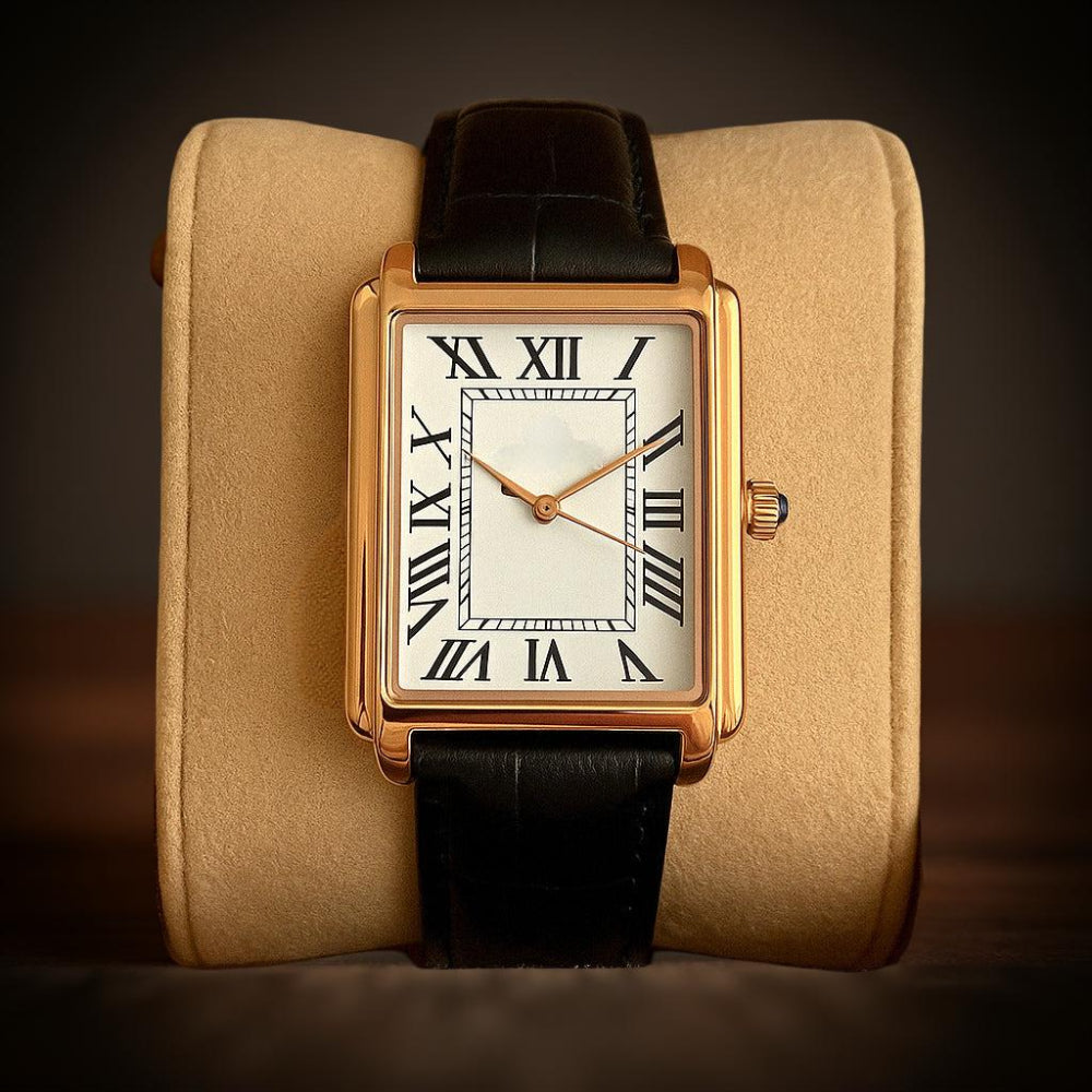 Men's Square Analog Dress Watch with Roman Numerals