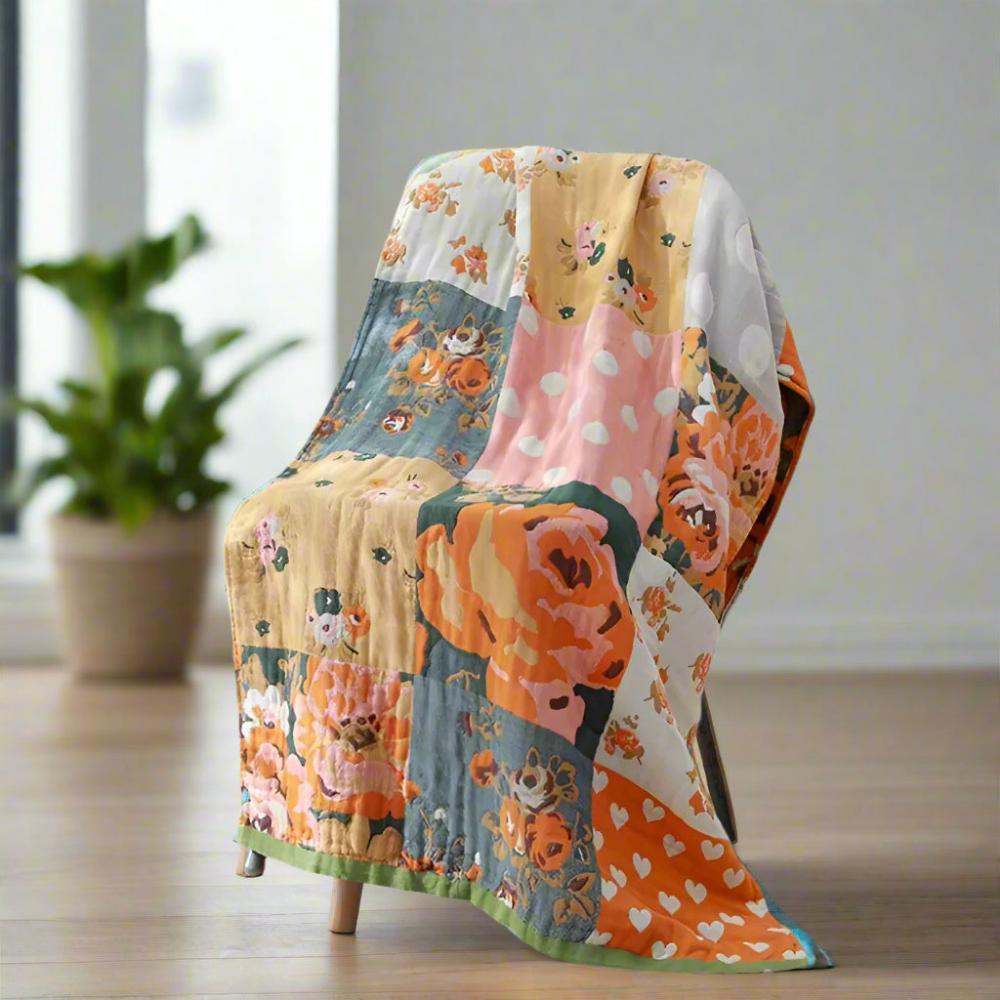 Rose Print Lightweight Cotton Bath Towel