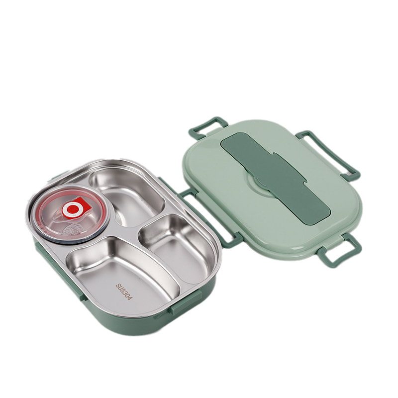 Stainless Steel Insulated Bento Lunch Box with Soup Bowl and Compartments