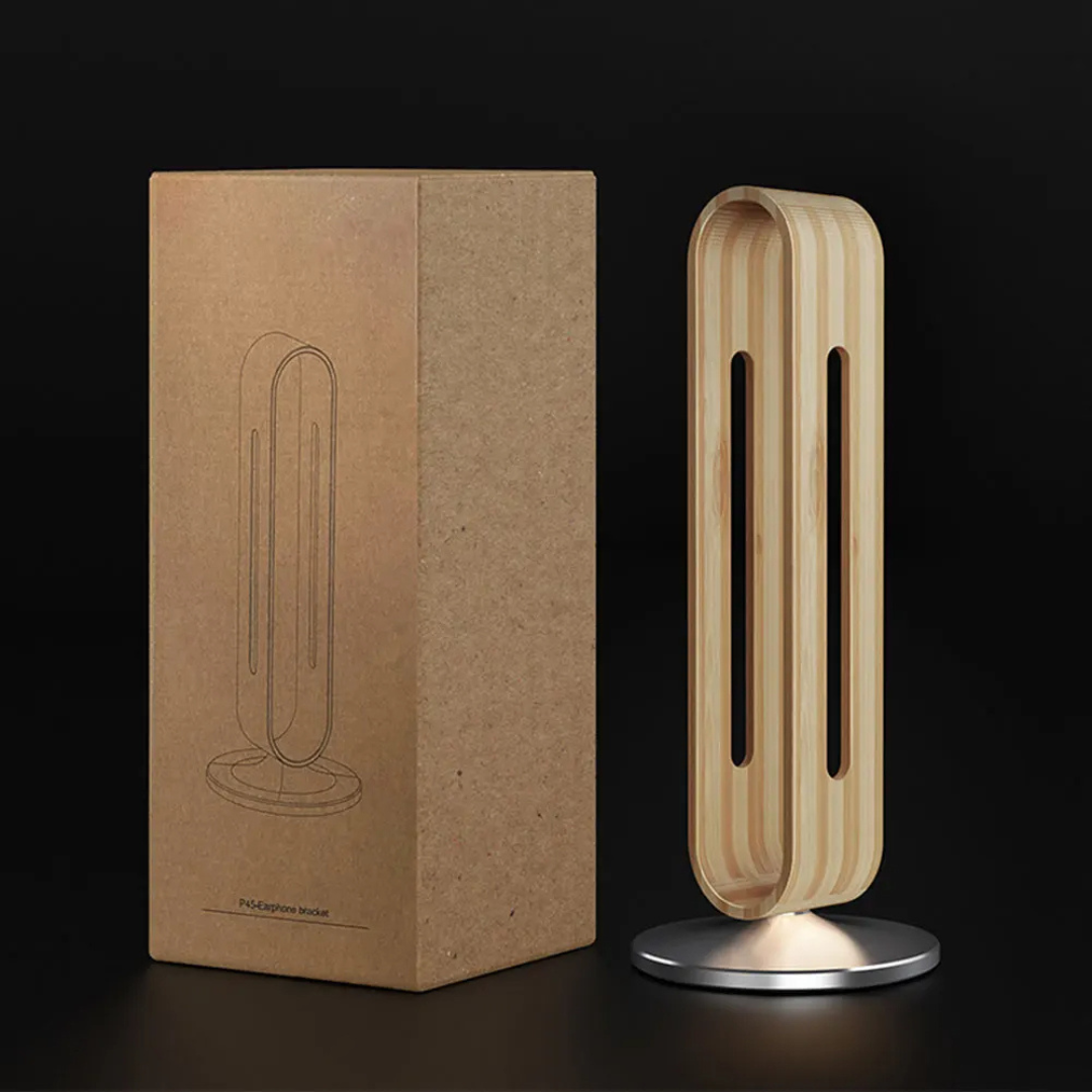 Eco-Friendly Bamboo Headphone Stand with Aluminum Support