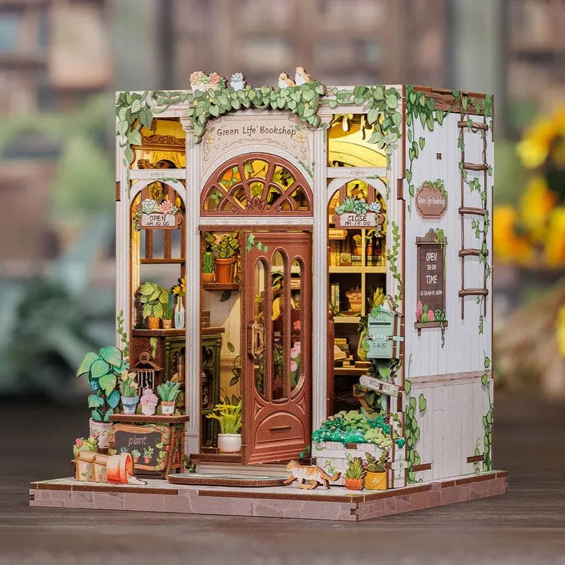 DIY Green Bookshop Miniature Book Nook Kit