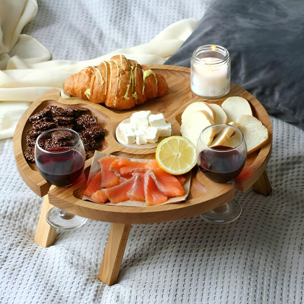 Foldable Picnic Table with Wine Glass Holders