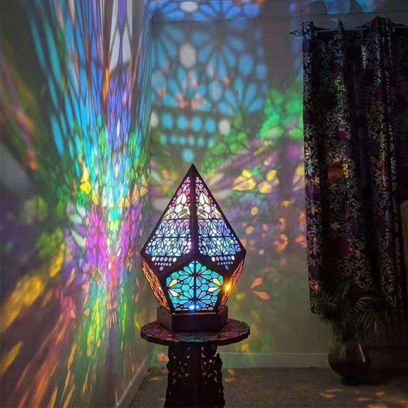 Bohemian Multicolor Floor Lamp with Metallic Finish