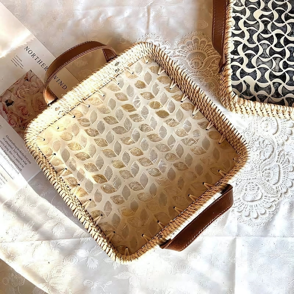 Handcrafted Eco-Friendly Rattan Tray in Assorted Patterns