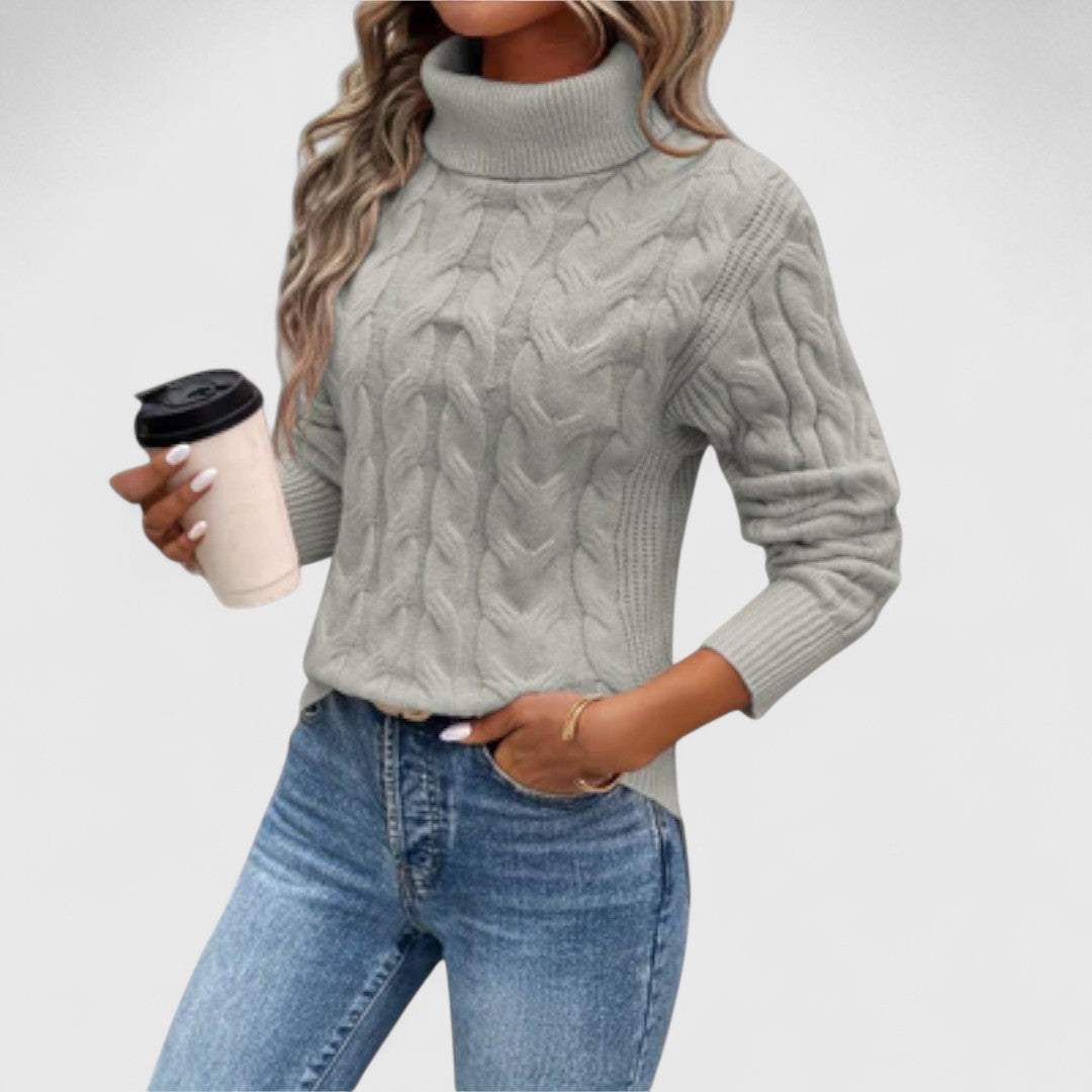 Elizabeth | Elegant Cable Knit Turtleneck Sweater