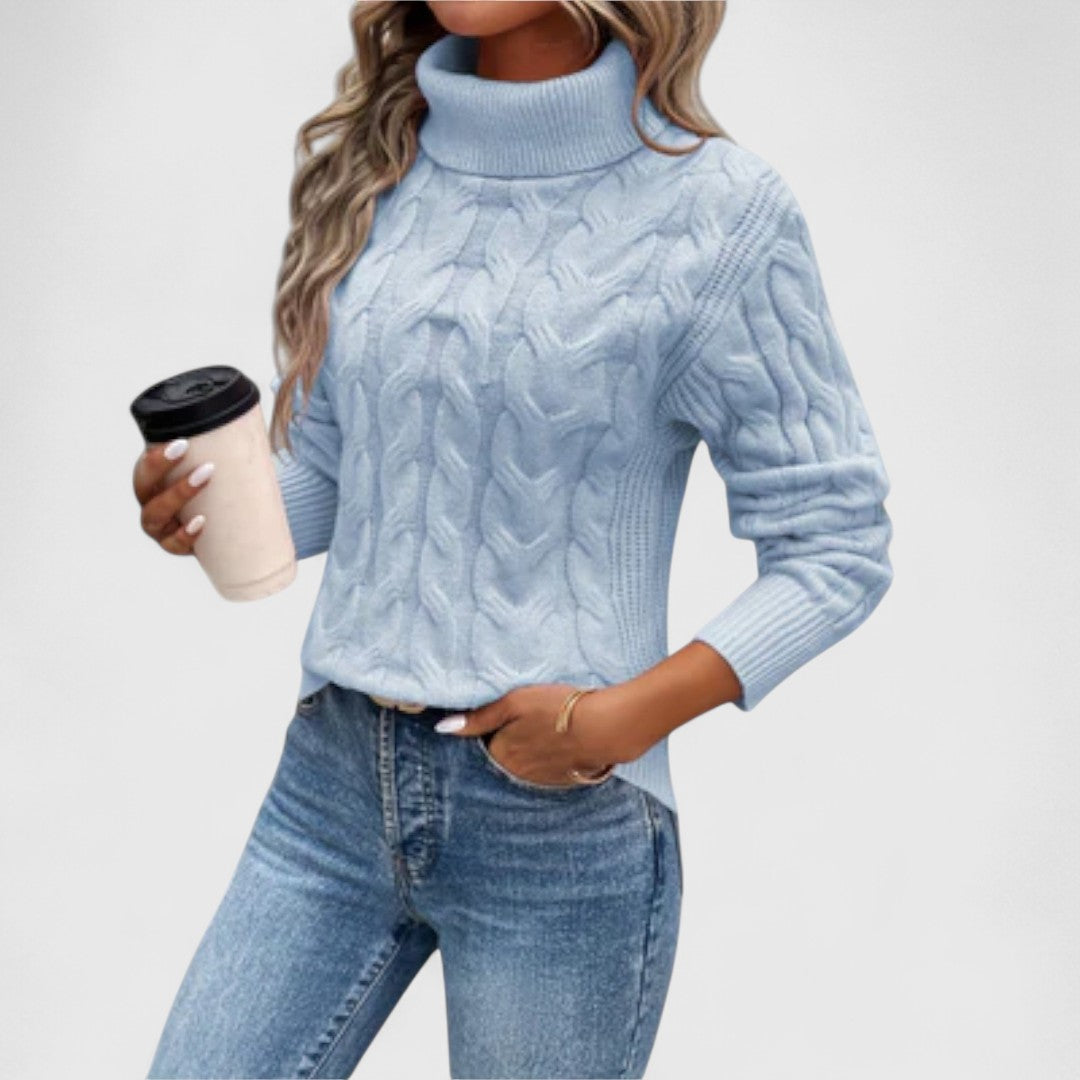 Elizabeth | Elegant Cable Knit Turtleneck Sweater