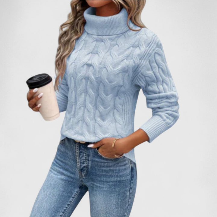 Elizabeth | Elegant Cable Knit Turtleneck Sweater
