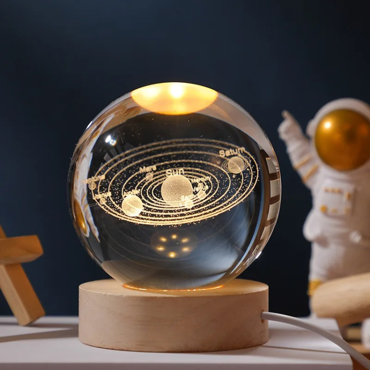 Celestial Glass Globe Lamp with Eco-Friendly LED Base