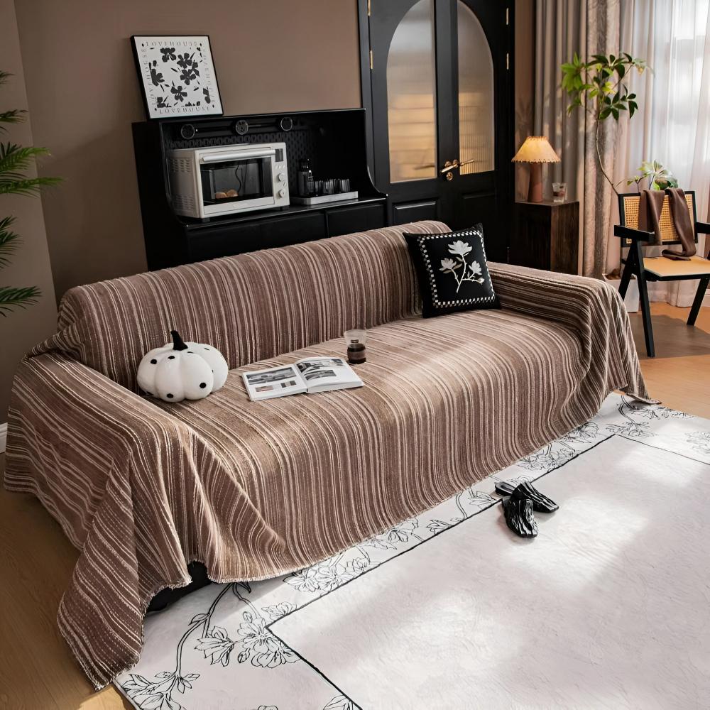 Chenille Stripe Sofa Cover for Stain Protection