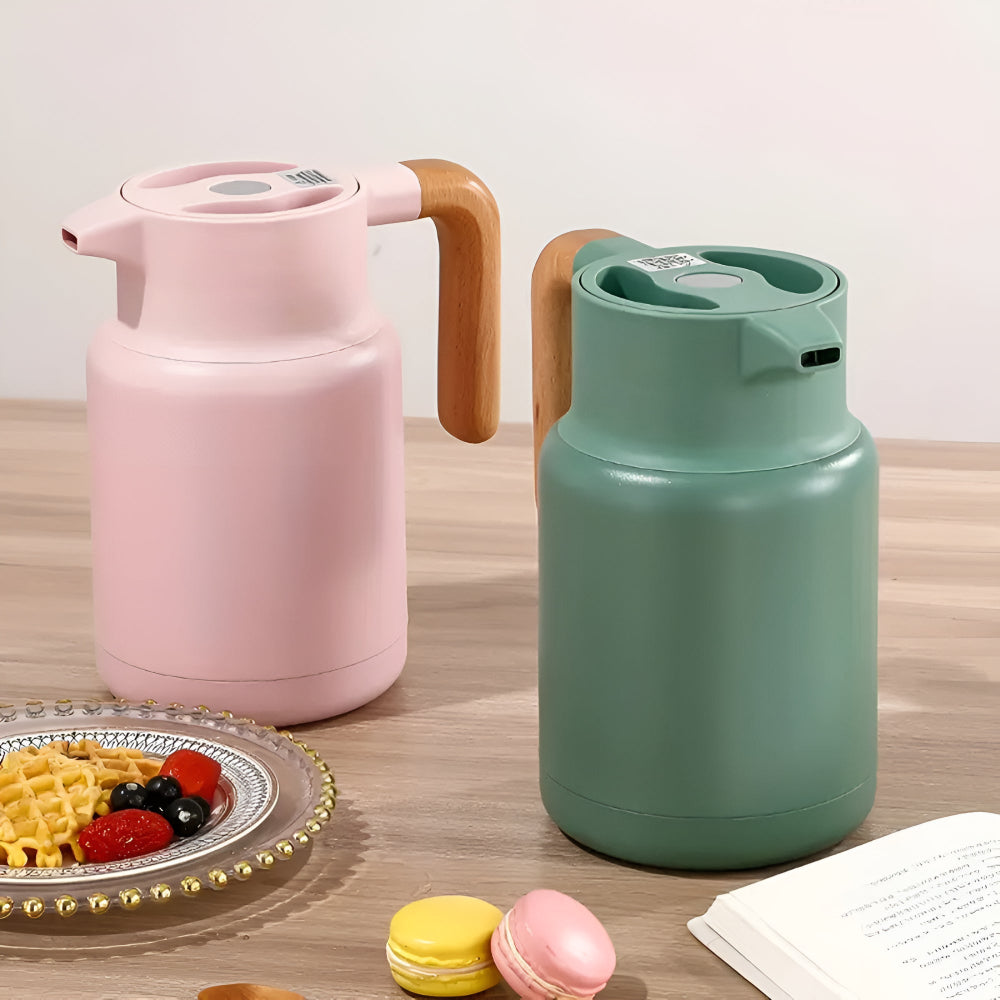 Premium Insulated Wooden Handle Carafe 1.3L