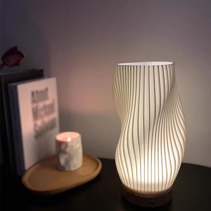 Dimmable Pleated Table Lamp with USB Power and Adjustable Warm & Natural White Light