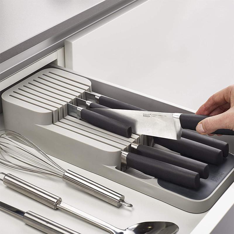 Knife Storage Tray for Kitchen Drawers - Double Layer Organizer for 9 Knives