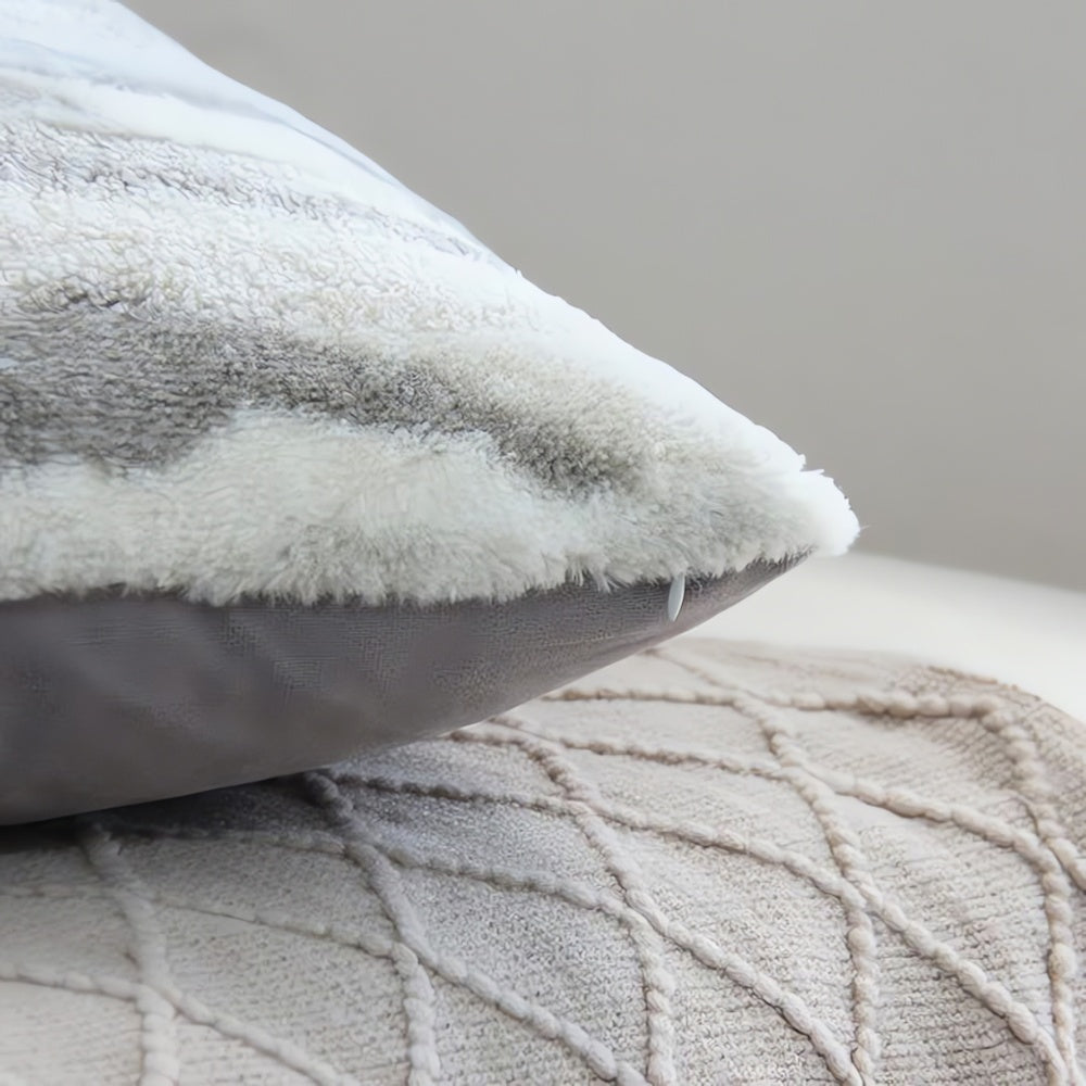 Double-Sided Marble Plush Cushion Cover