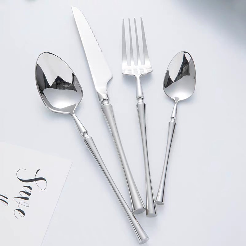 Stainless Steel Flatware Set with Elegant Handles