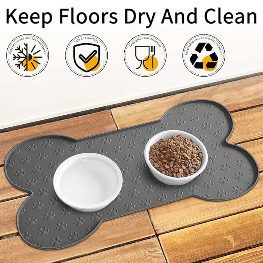 Bone-Shaped Non-Slip Silicone Pet Feeding Mat