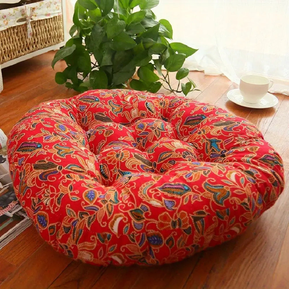 Round Floral Boho Cushion for Floor Seating