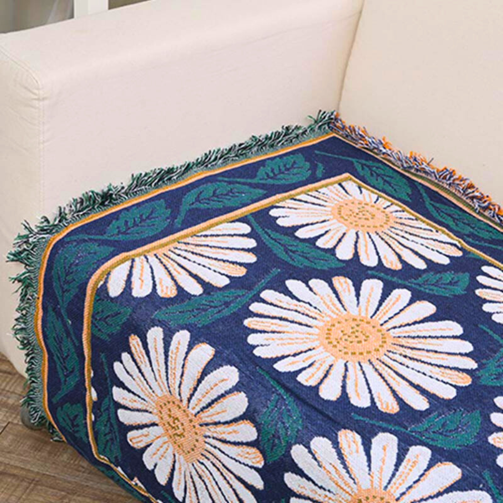 Cotton Knit Bohemian Tassel Blanket