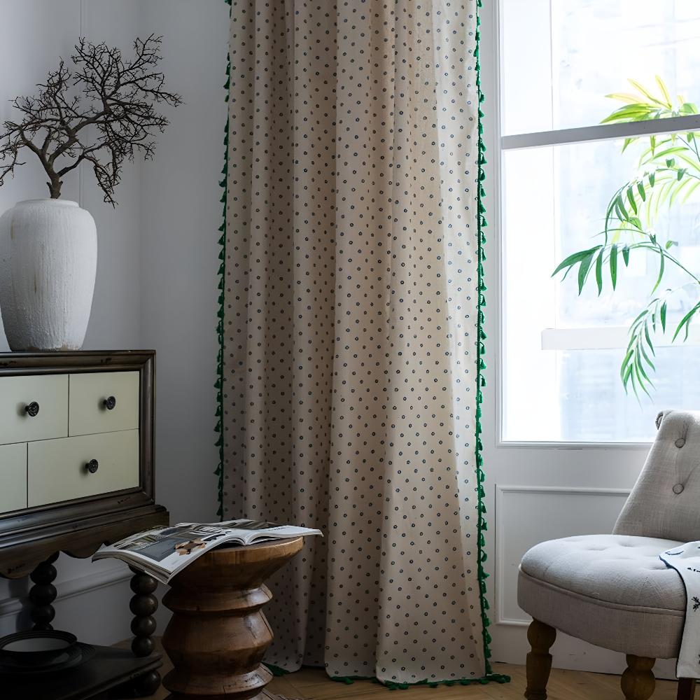 Cottage Petals Semi-Blackout Tassel Curtain