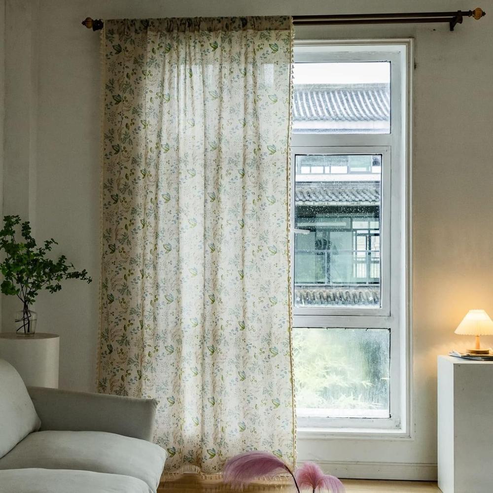 Bohemian Wildflower Veil Curtains - Light-Blocking, Noise-Reducing Fabric