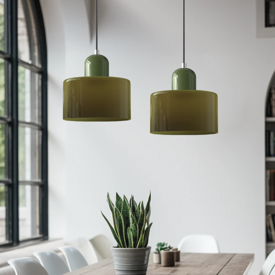 Retro Glass Shade Hanging Lamp with Adjustable Cable