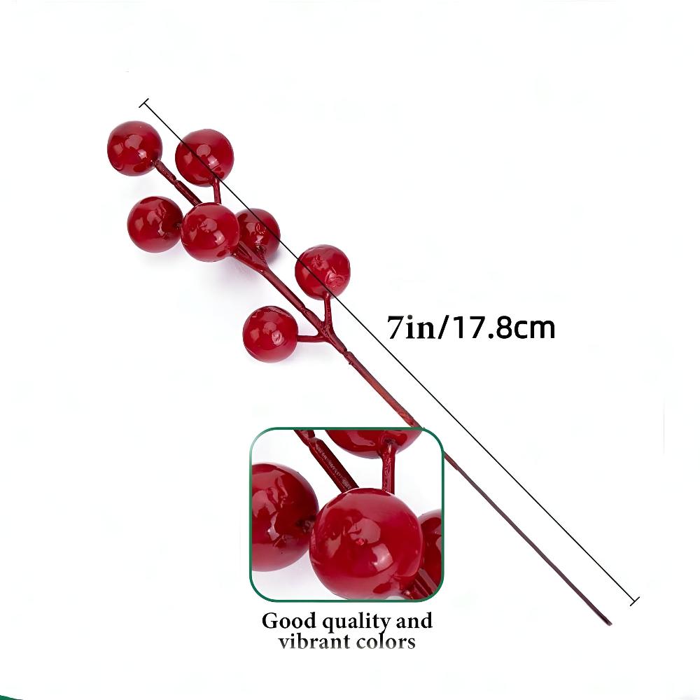 Lifelike Artificial Pine Branches with Red Berries