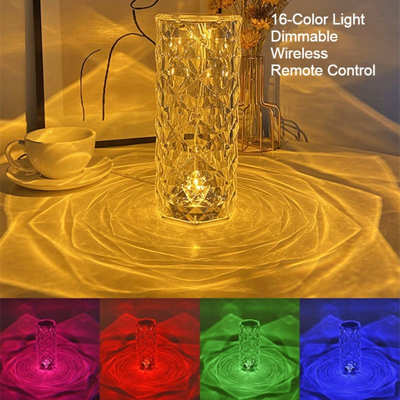 Crystal Rose Table Lamp with Color Changing and Dimmable Features