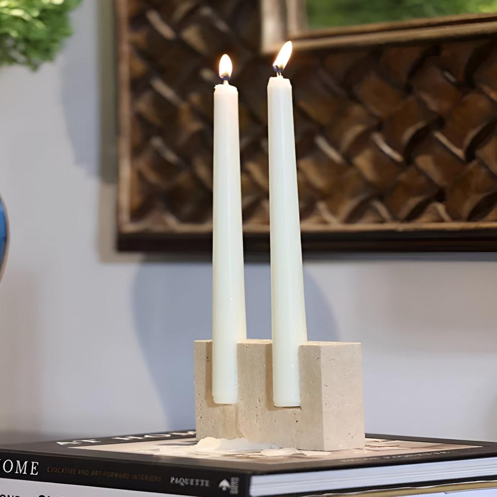 Travertine Stone Candle Holder for Taper Candles