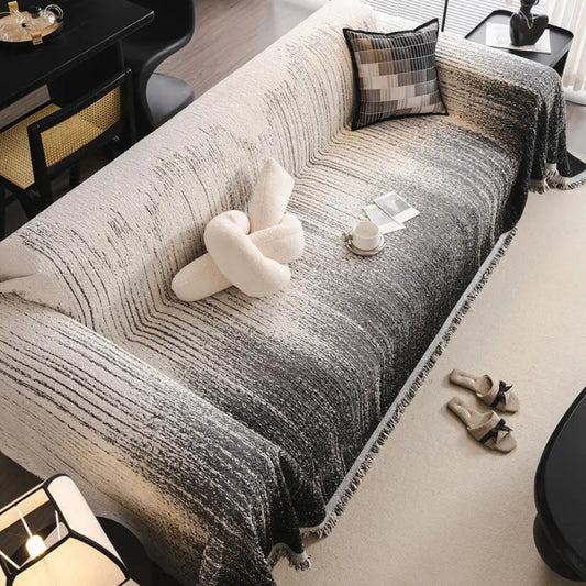 Neutral Chenille Sofa Cover - Pet-Friendly, Machine Washable