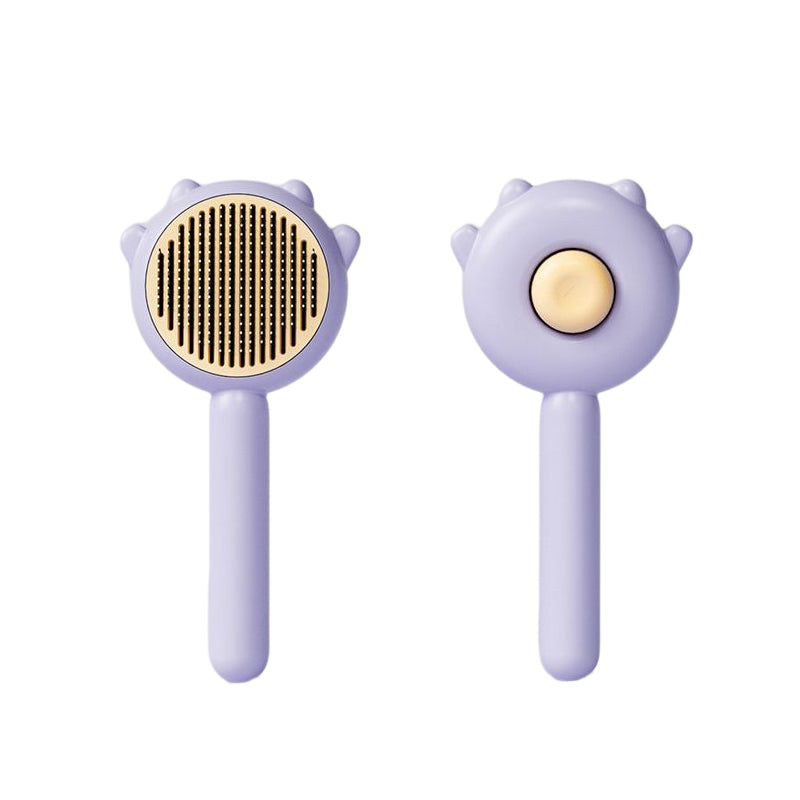 Pet Grooming Brush with Retractable Bristles - Pumpkin Design