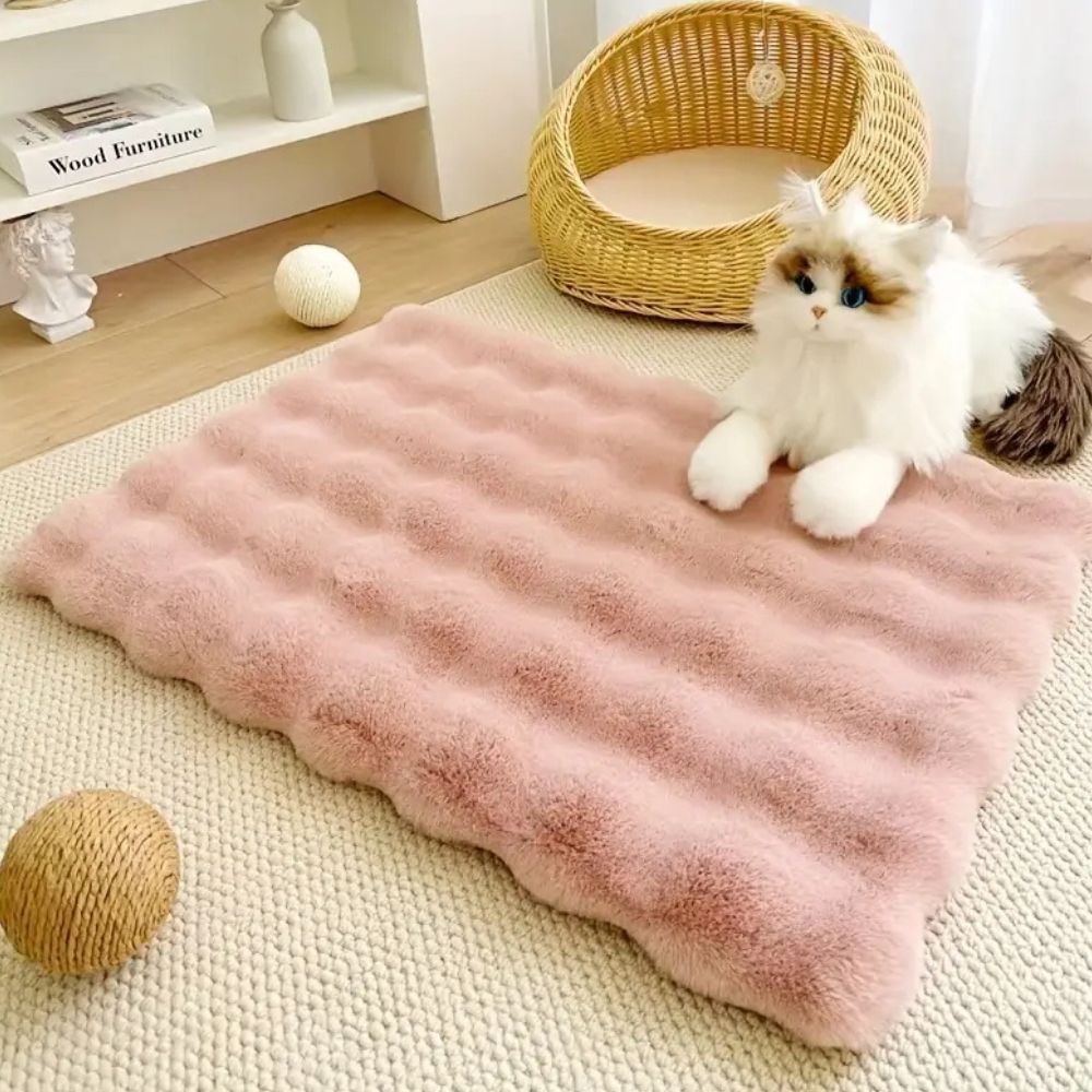 Plush Faux Fur Pet Mat for Cats and Small Dogs