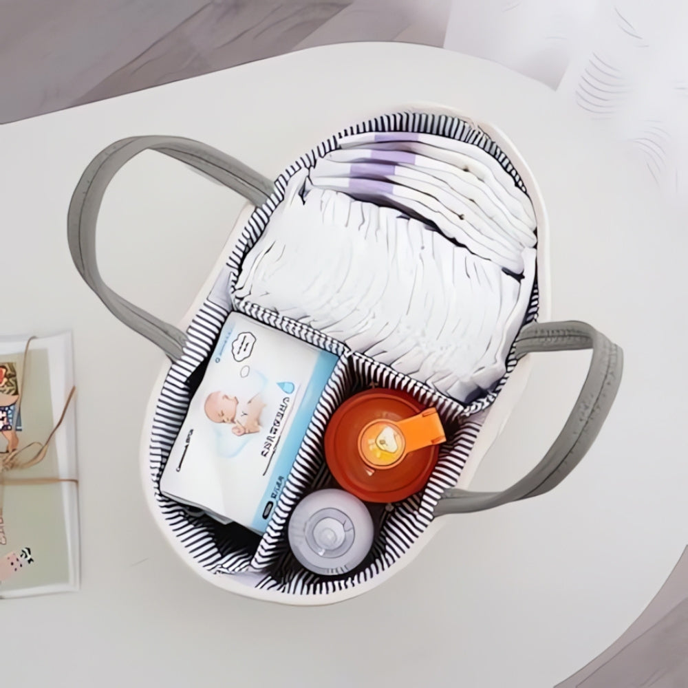 Braided Grey Portable Baby Essentials Caddy