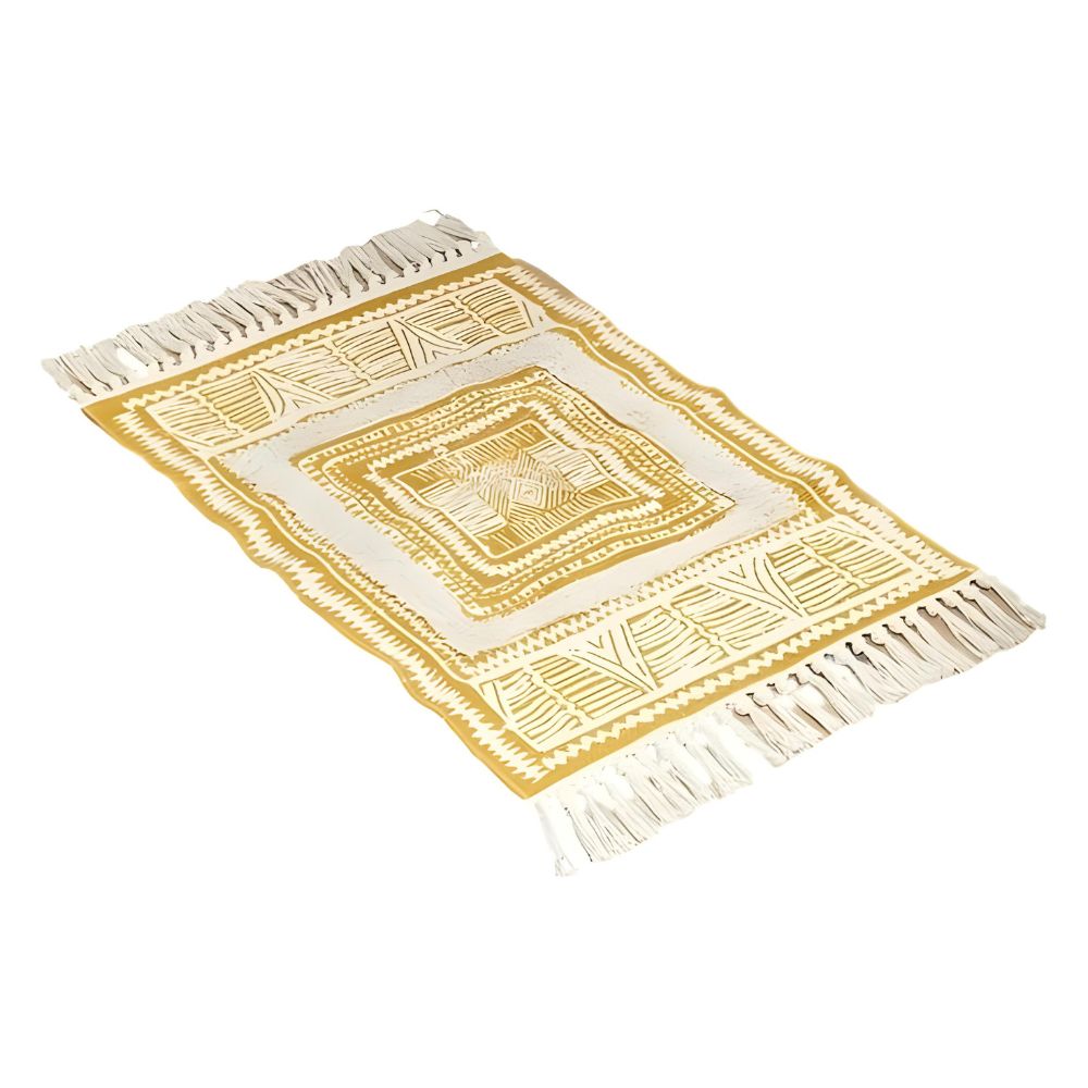 Bohemian Fringe Area Rug in Microfiber-Cotton Blend