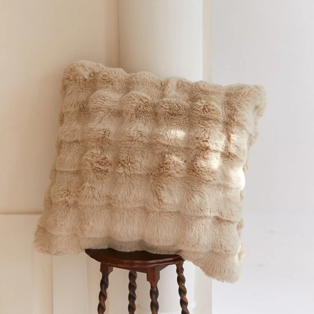 Rabbit Faux Fur Cushion Cover 20"x20" - Soft and Stylish