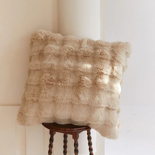 Rabbit Faux Fur Cushion Cover 20"x20" - Soft and Stylish