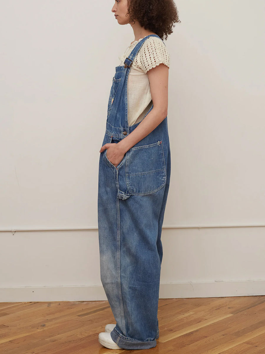 Oversized Vintage Wash Wide Leg Denim Overalls