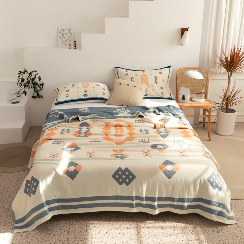 Chevron Pattern Four-Layer Eco-Friendly Cotton Blanket