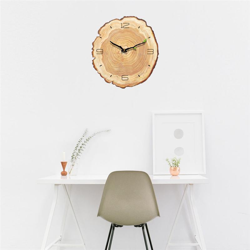 Wooden Annual Rings Wall Clock with Silent Mechanism