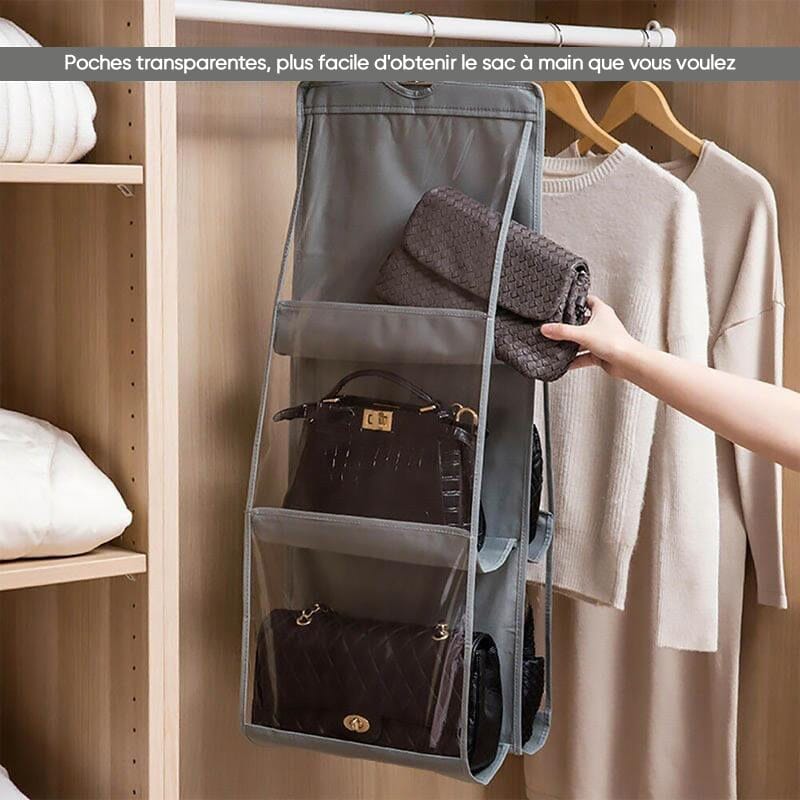 Double-Sided Foldable Wardrobe Organizer with Transparent Pockets