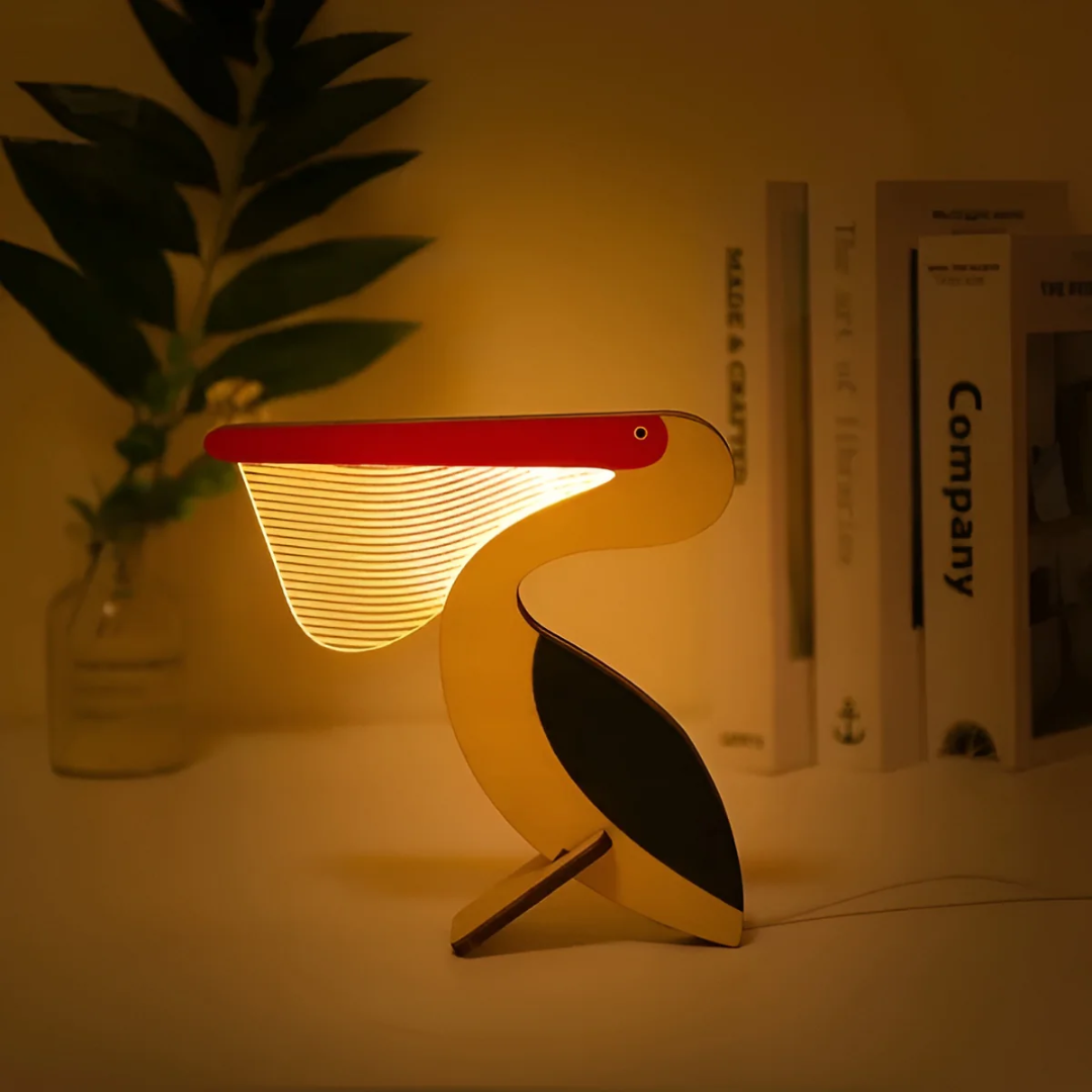 Wooden LED Table Lamp with Acrylic Design