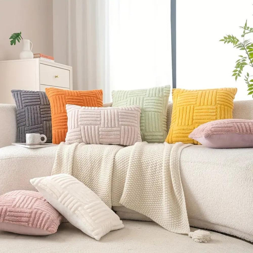 Plush Faux Fur Striped Cushion Cover