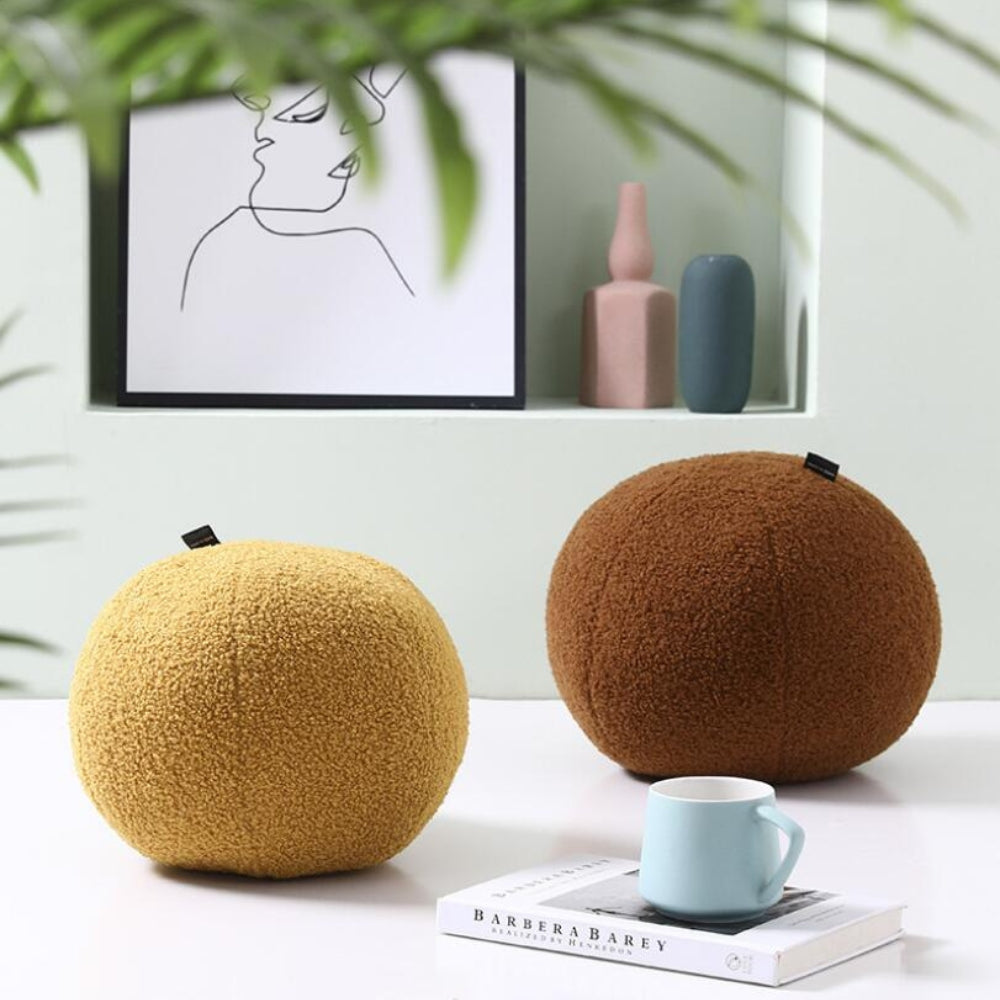 Plush Boucle Ball Cushion 12-Inch