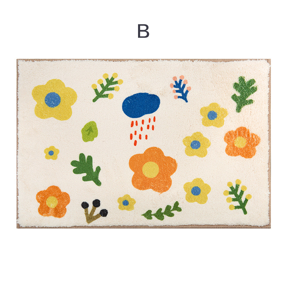 Plush Microfiber Non-Slip Bath Mat - Sweet Flower Design
