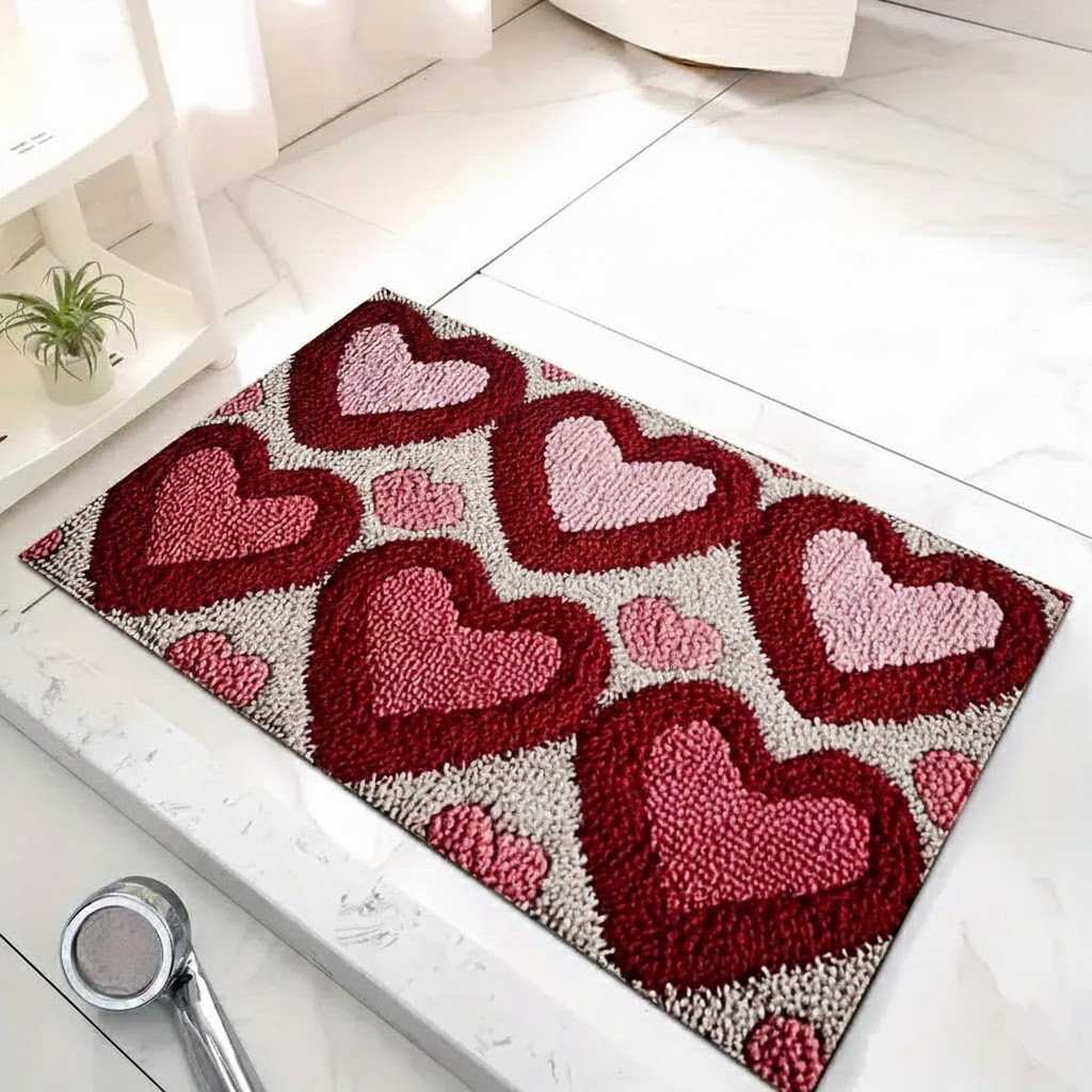 Heart Pattern Non-Slip Polyester Entry Doormat