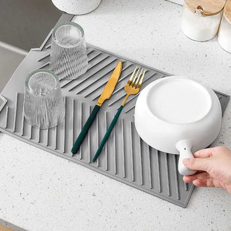 Silicone Dish Drying Mat with Drainage System