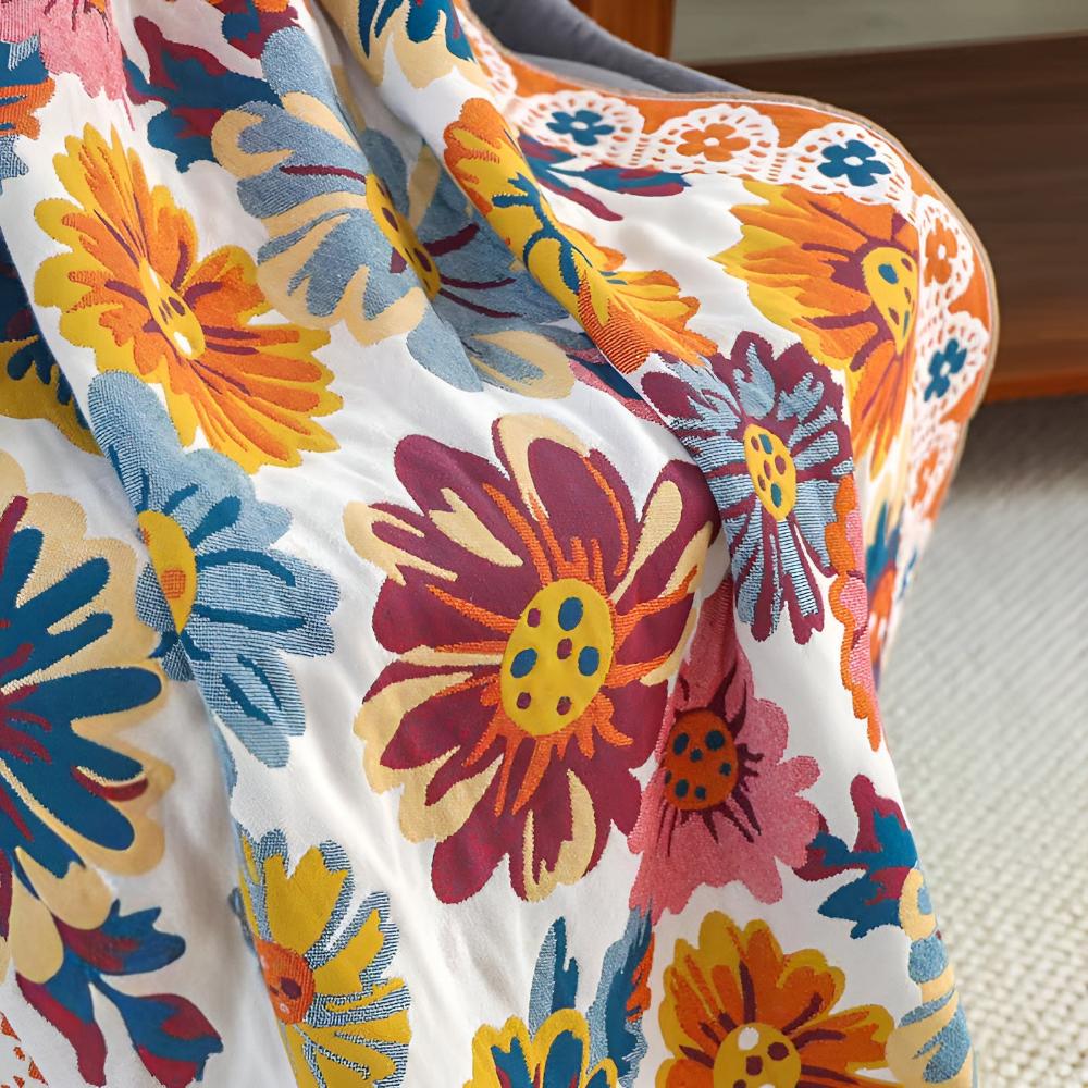 Floral Cotton Bath Towel - Lightweight & Quick-Drying