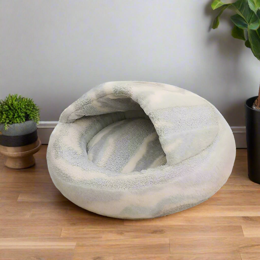 Marble Striped Semi-Enclosed Pet Bed